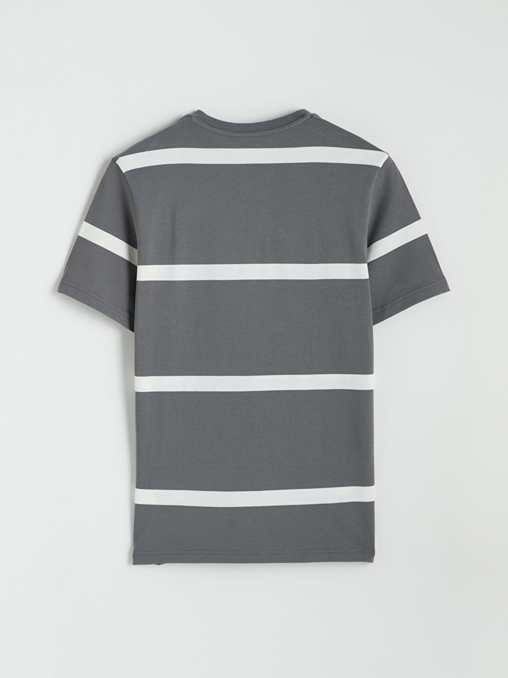 Antrasit Bisiklet Yaka Çizgili Erkek Tişört-2