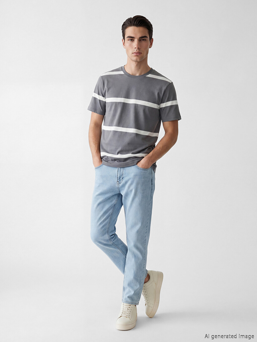 Crew Neck Striped Men's T-Shirt-1
