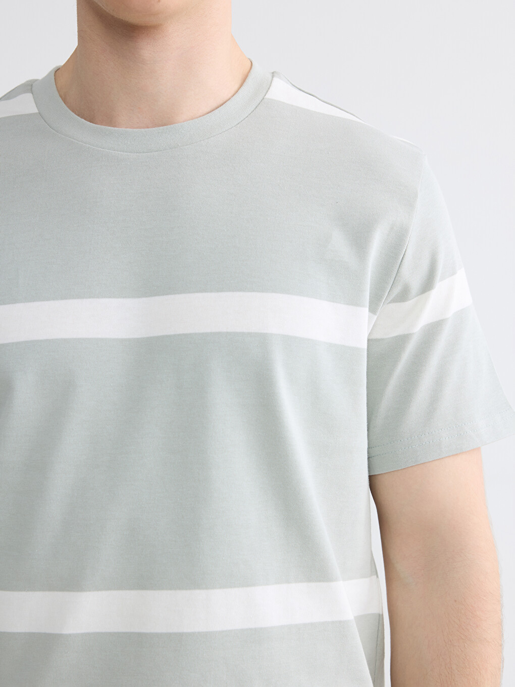 Crew Neck Striped Men's T-Shirt-2
