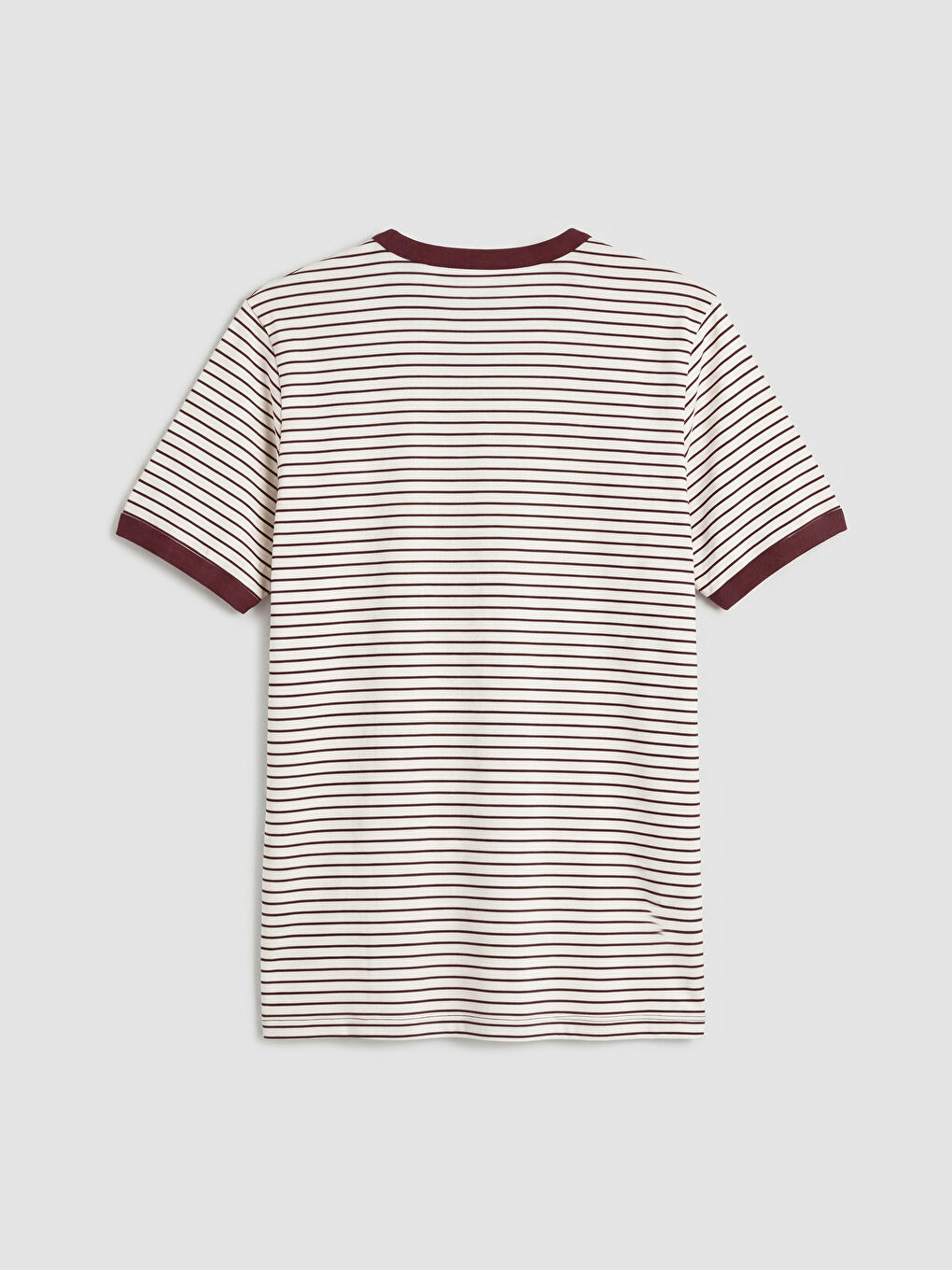 Bordo Bisiklet Yaka Çizgili Erkek Tişört	-1
