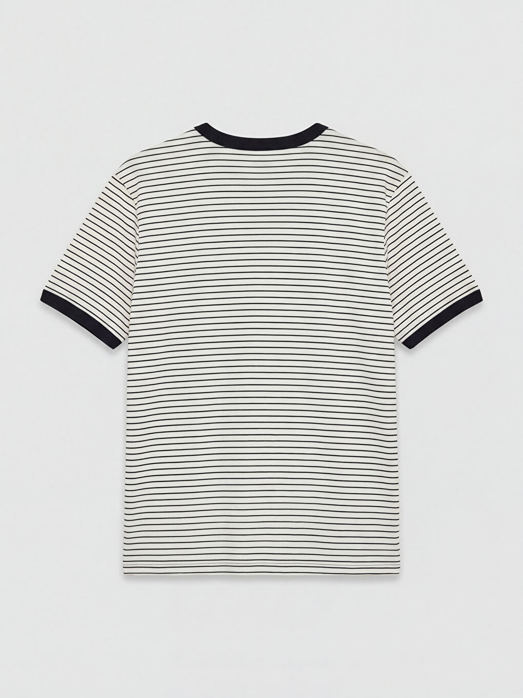 Lacivert Bisiklet Yaka Çizgili Erkek Tişört-1