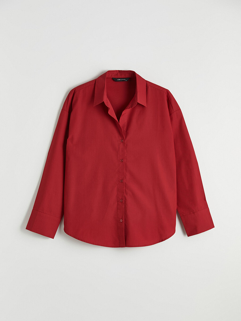 Kırmızı Poplin Kadın Gömlek-4