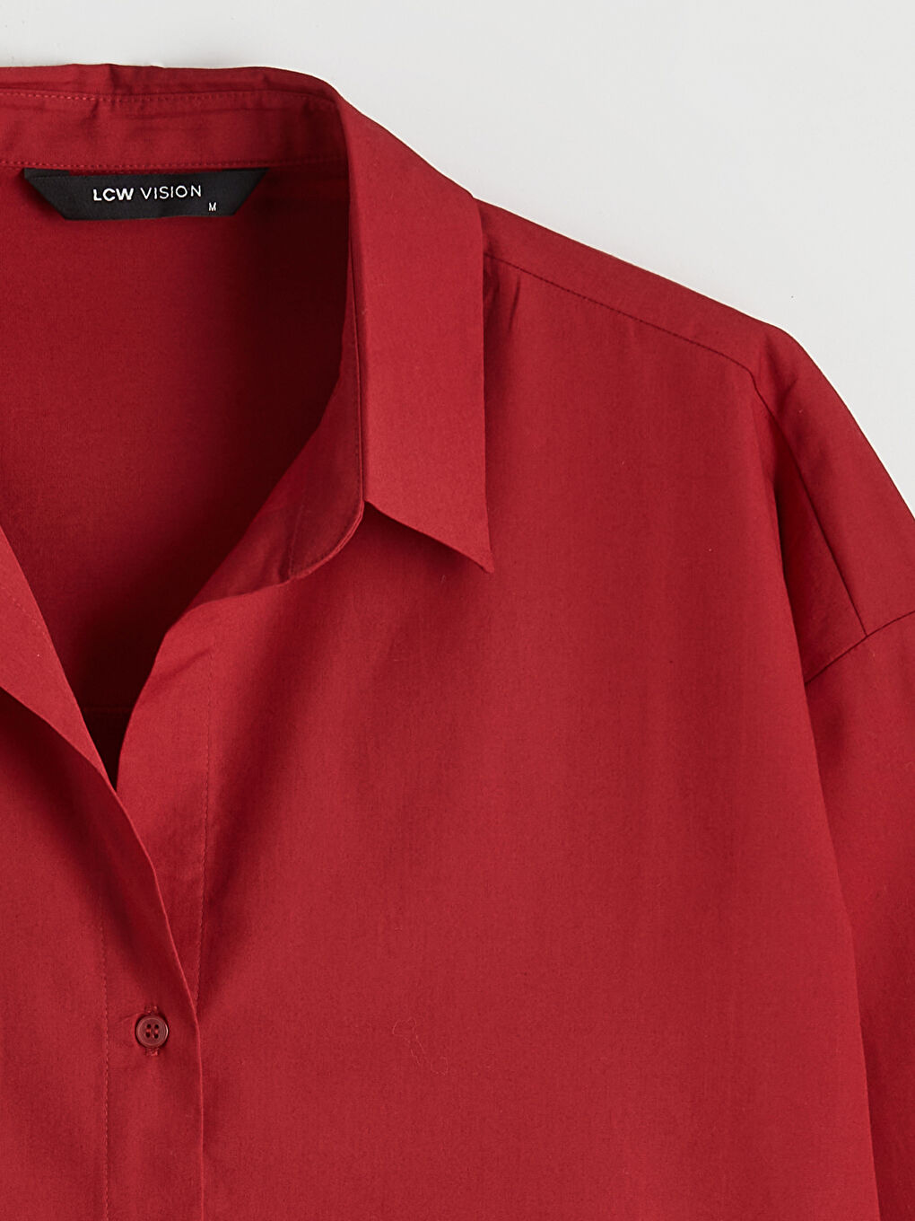 Kırmızı Poplin Kadın Gömlek-5
