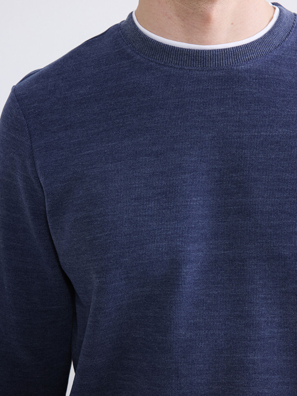 İndigo Bisiklet Yaka Erkek Sweatshirt-2