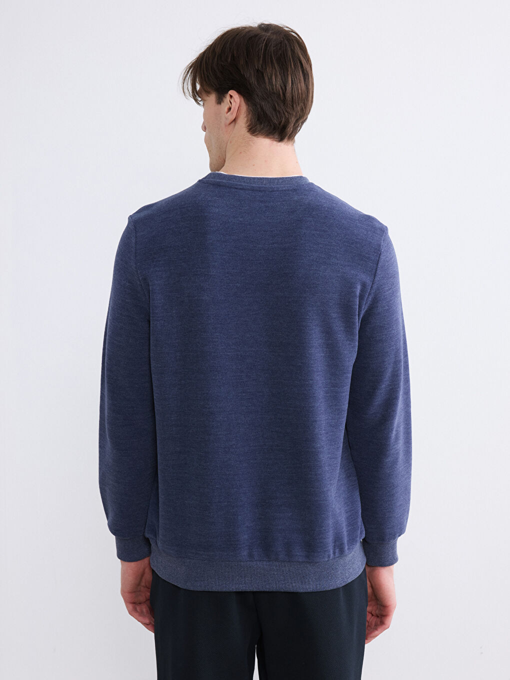 İndigo Bisiklet Yaka Erkek Sweatshirt-3