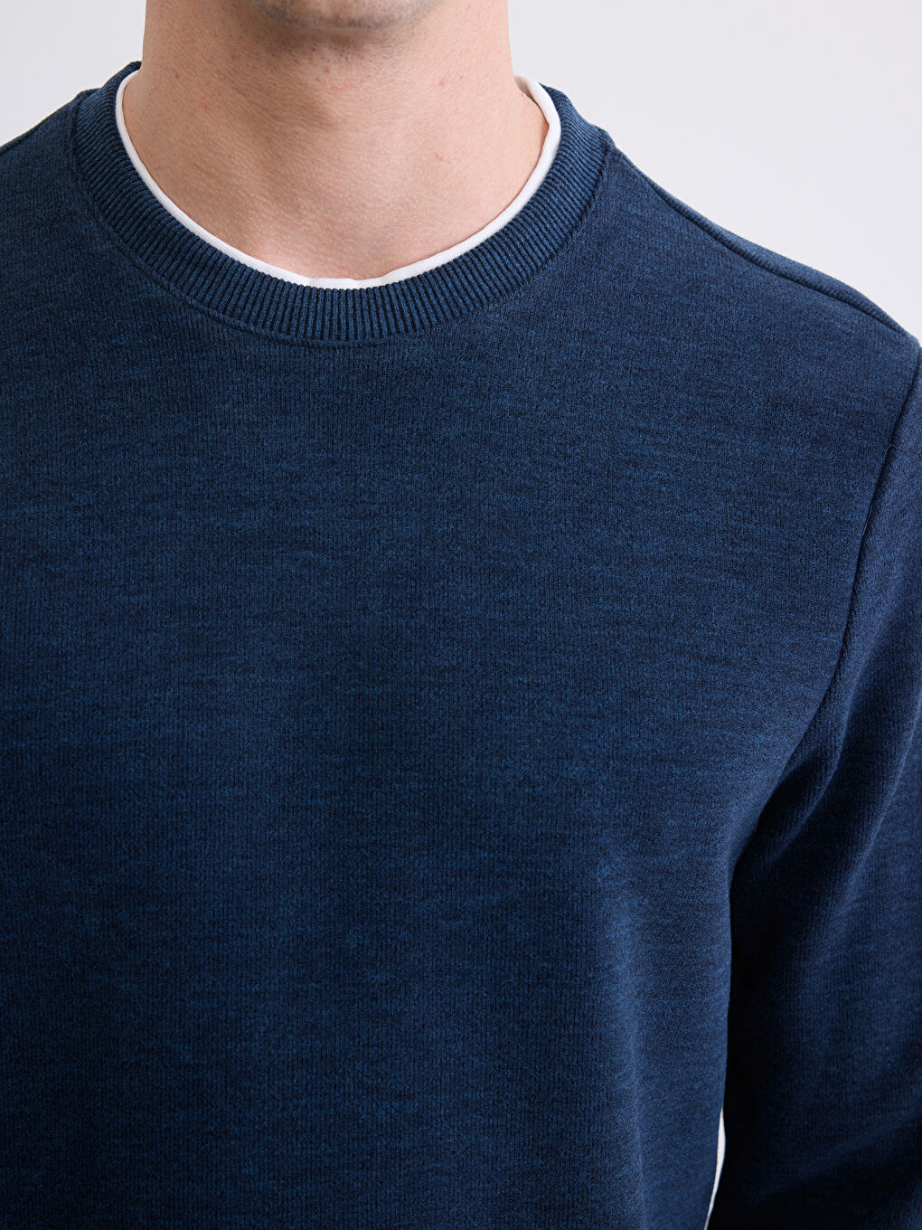 Lacivert Bisiklet Yaka Erkek Sweatshirt-2