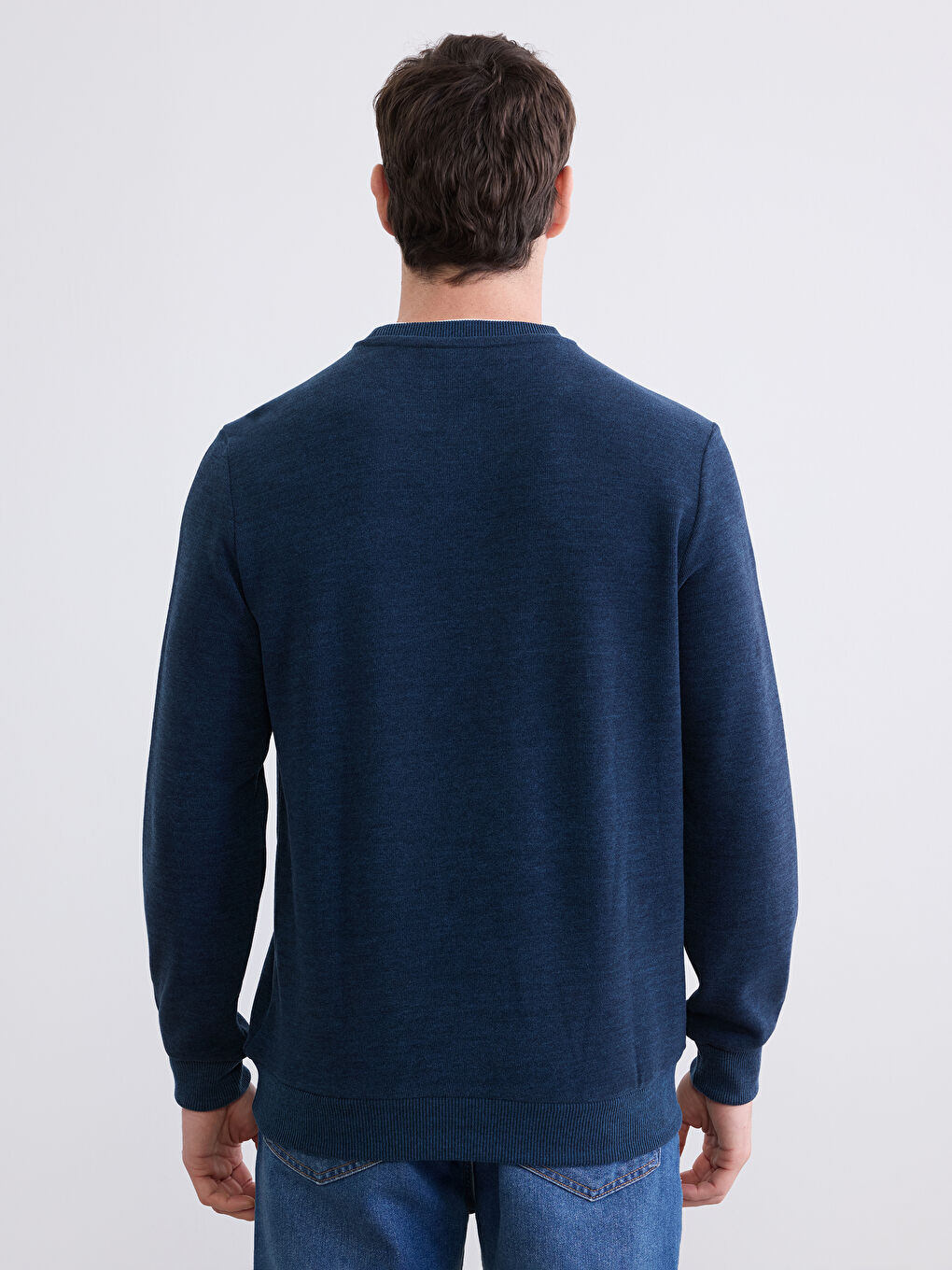 Lacivert Bisiklet Yaka Erkek Sweatshirt-3