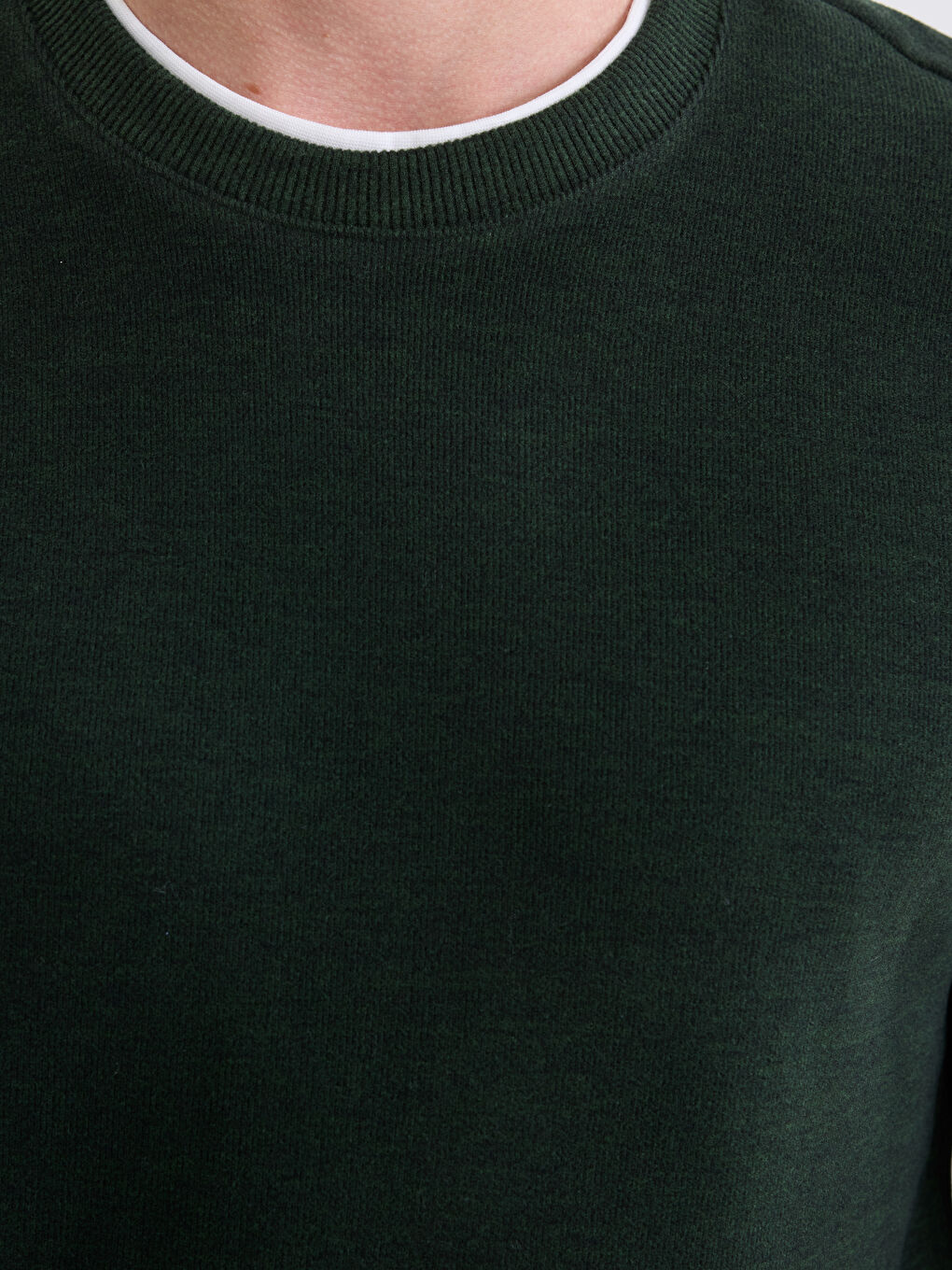 Yeşil Bisiklet Yaka Erkek Sweatshirt-2