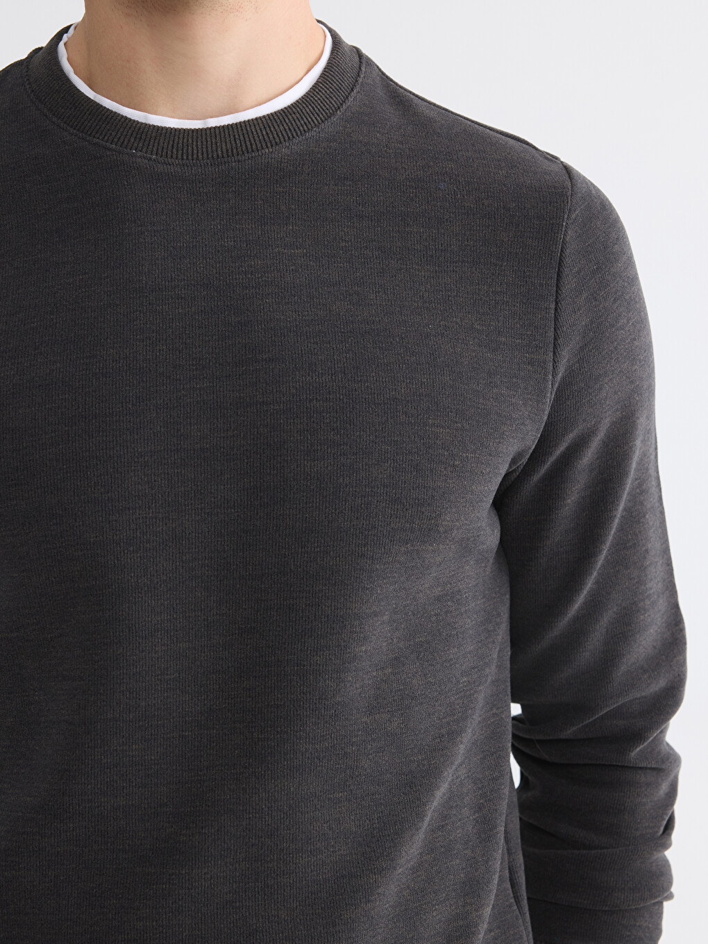 Haki Bisiklet Yaka Erkek Sweatshirt-2