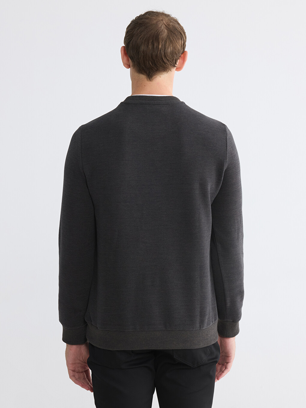 Haki Bisiklet Yaka Erkek Sweatshirt-3