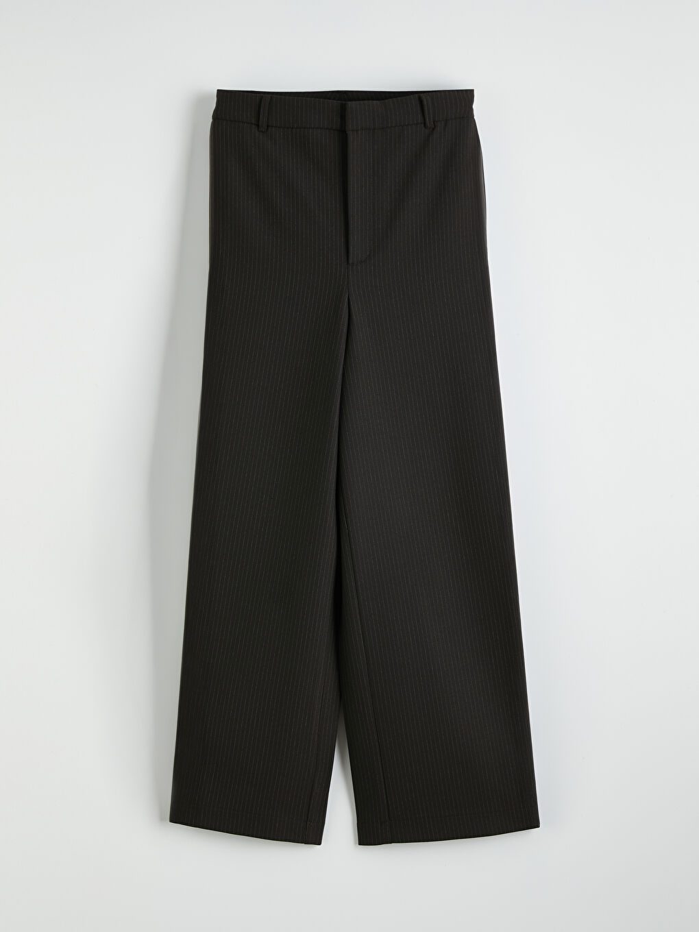 Kahverengi Balon Kesim Çizgili Geniş Paça Kadın Pantolon