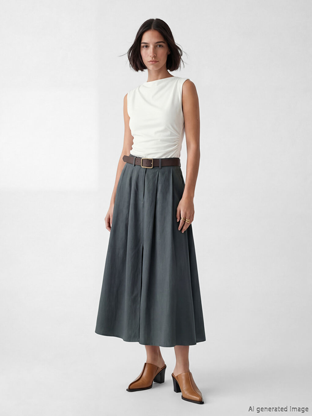 әйелдерге арналған белдікті а-пішінді қатпарлы белдемше