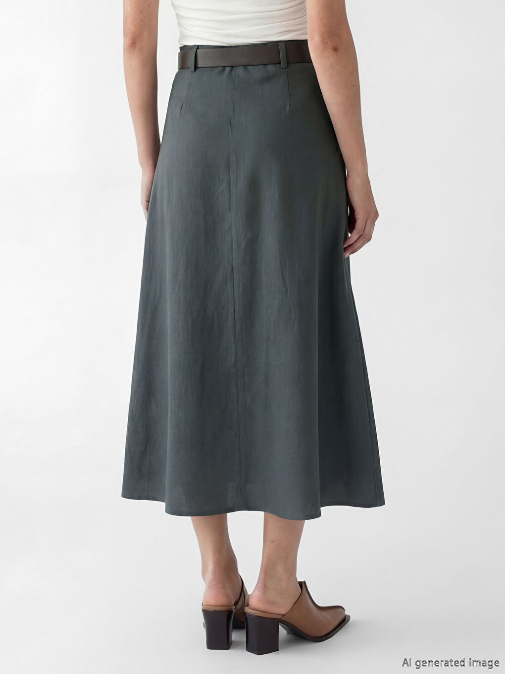 әйелдерге арналған белдікті а-пішінді қатпарлы белдемше-1