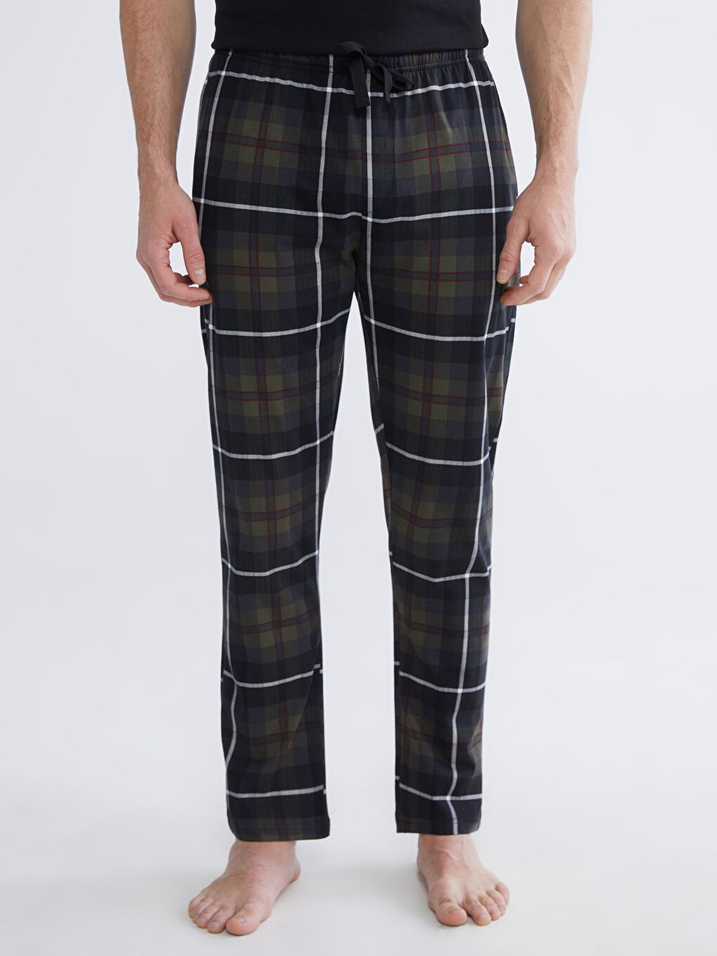 Lacivert Standart Kalıp Ekose Erkek Pijama Altı 2'li-2