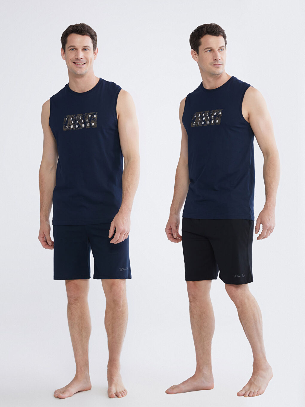 Lacivert Slim Fit Erkek Şort 2'li	-1