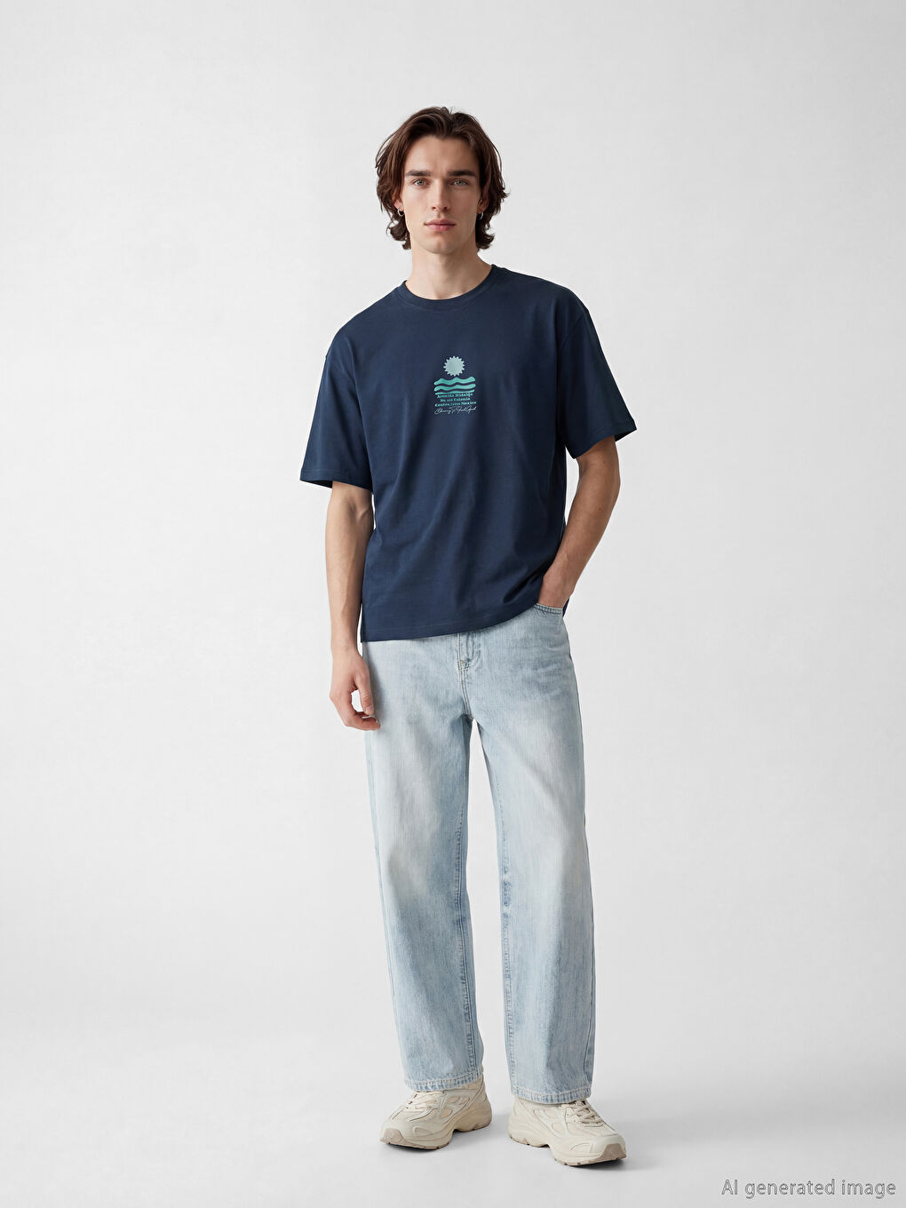 تي شيرت رجالي بطبع مكسيكو بكول مدور-1