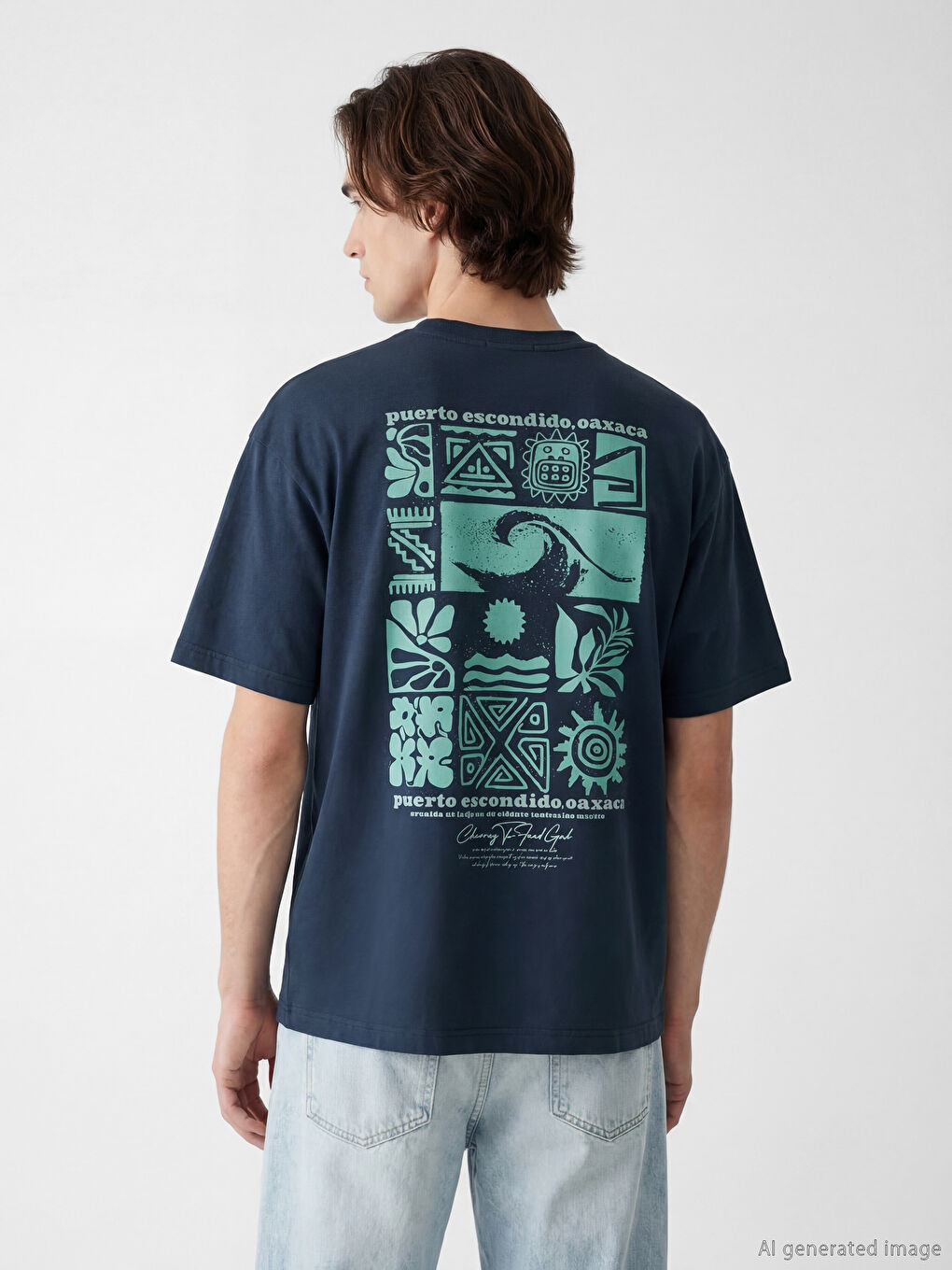 تي شيرت رجالي بطبع مكسيكو بكول مدور-2