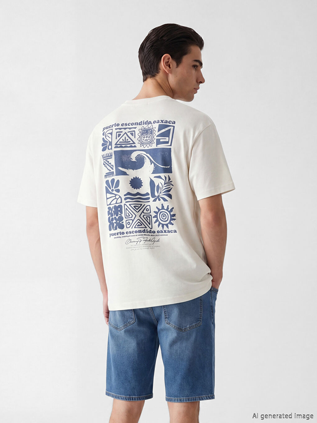 T-shirt à col rond imprimé Mexique pour homme