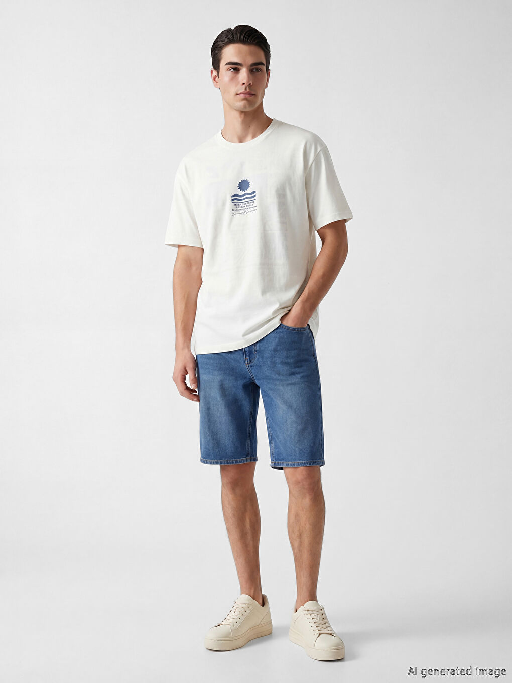 T-shirt à col rond imprimé Mexique pour homme-1