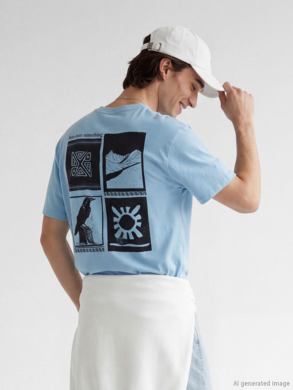 T-shirt à col rond imprimé pour homme