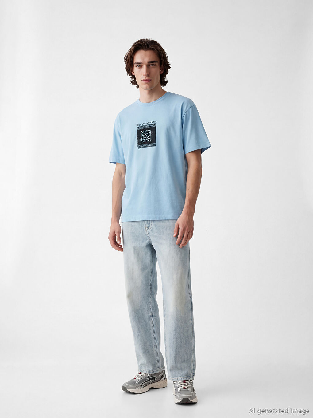 T-shirt à col rond imprimé pour homme-1