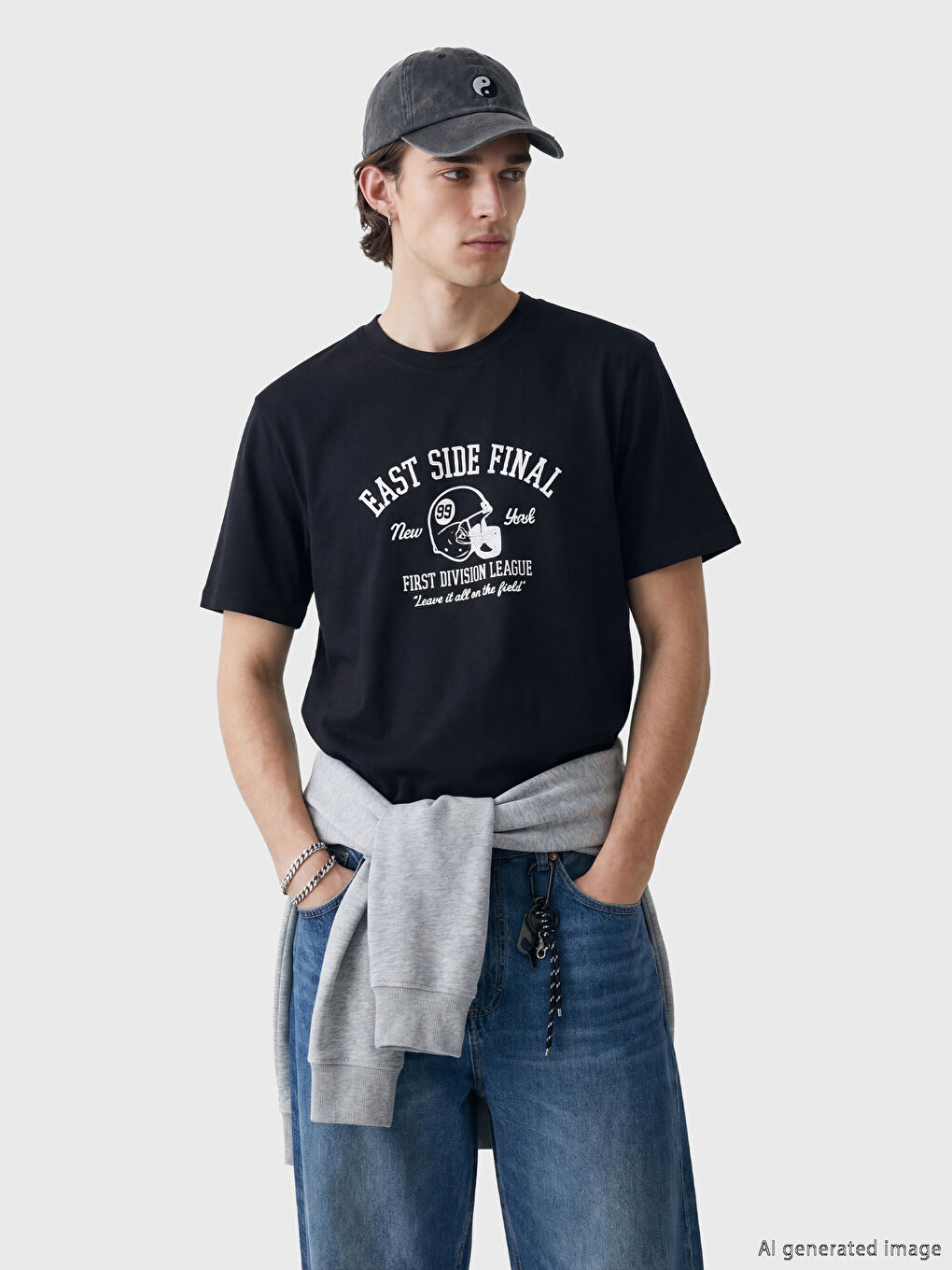 T-shirt à col rond imprimé pour homme