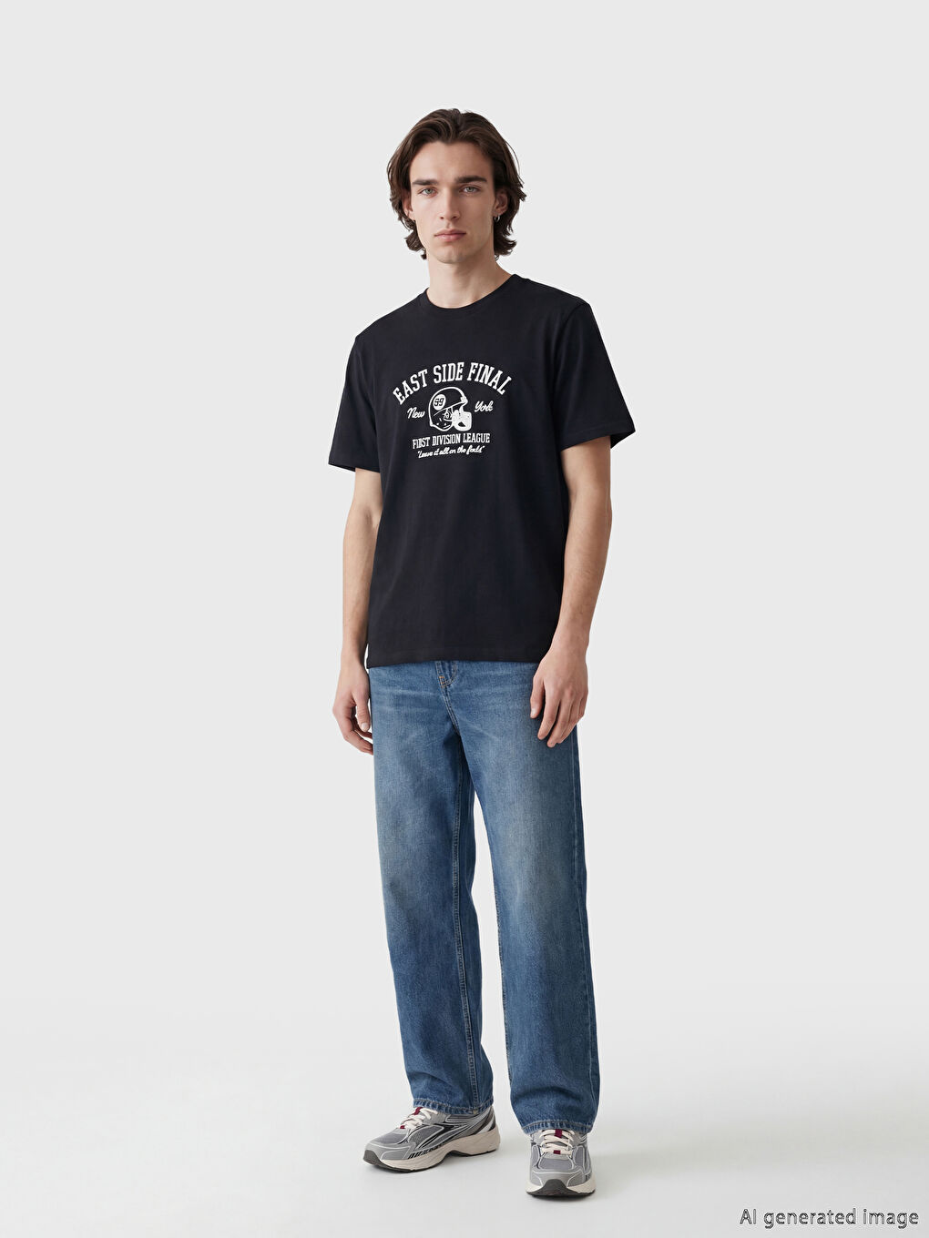 T-shirt à col rond imprimé pour homme-1