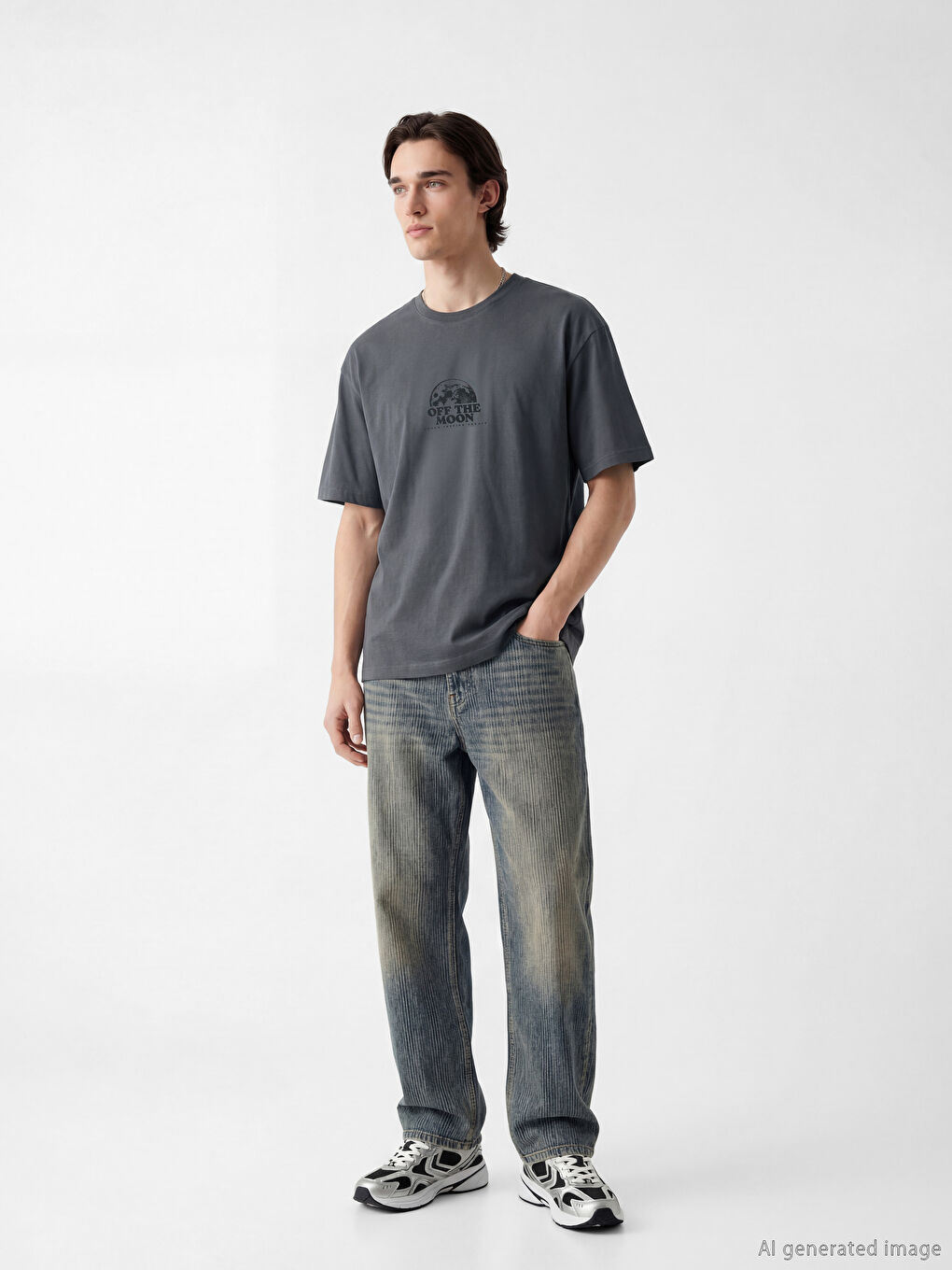 T-shirt à col rond imprimé pour homme