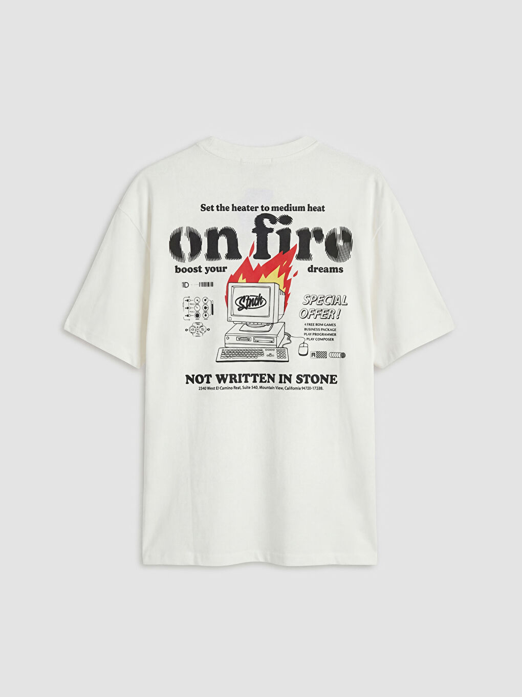 تي شيرت رجالي جيرسي مطبوع برقبة دائرية-4