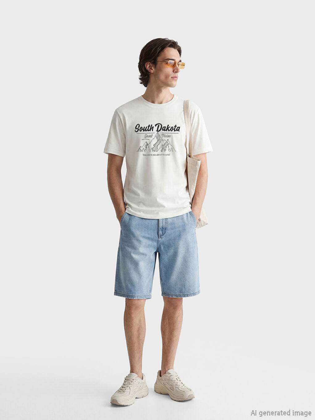 T-shirt en jersey à col rond imprimé pour homme-1