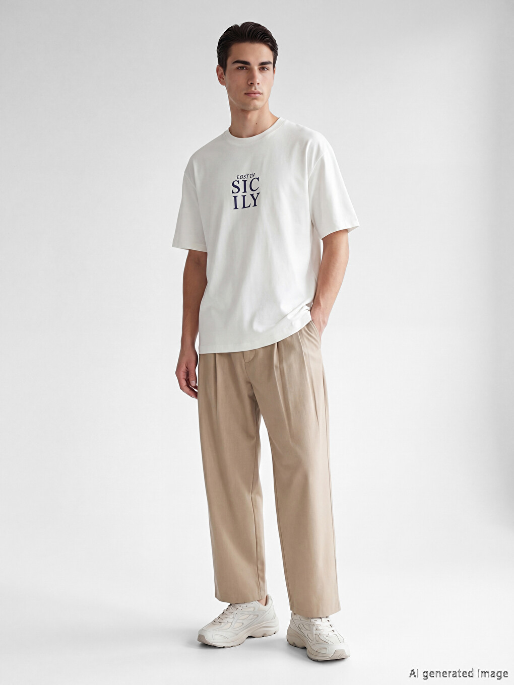 T-shirt à col rond imprimé Sicile pour homme-1