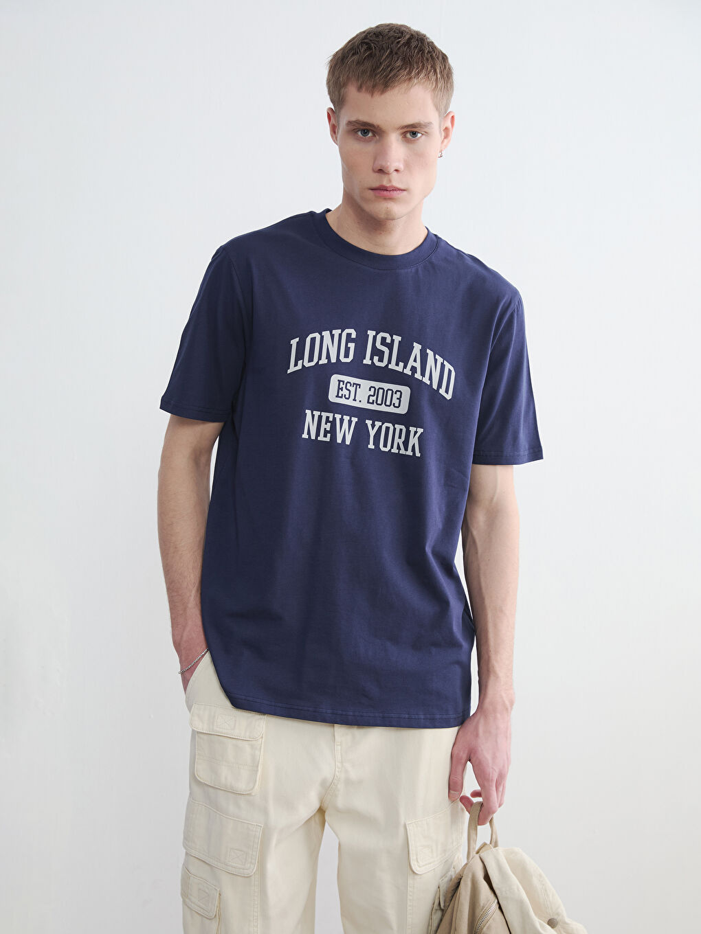 Long Island Printed Crew Neck Men's T-Shirt