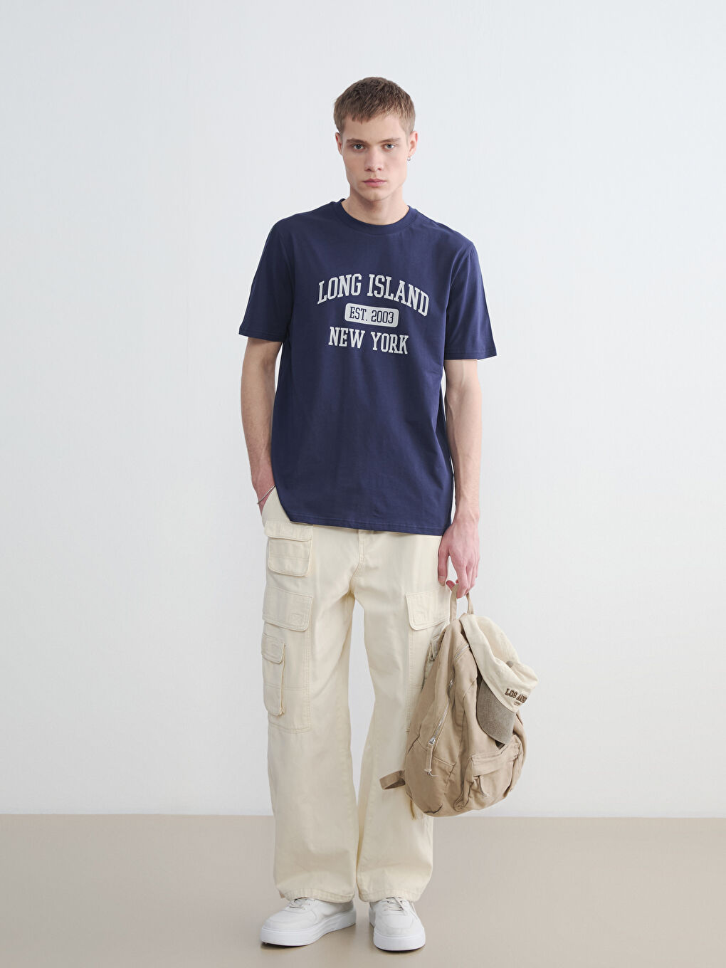 Long Island Printed Crew Neck Men's T-Shirt-1