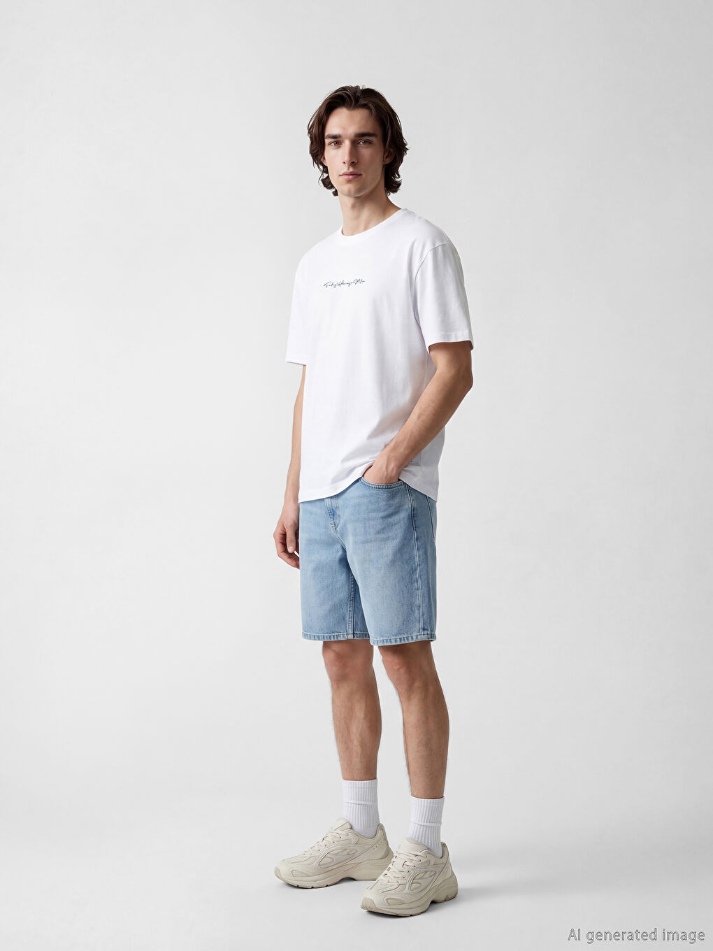 T-shirt à col rond imprimé pour homme-1