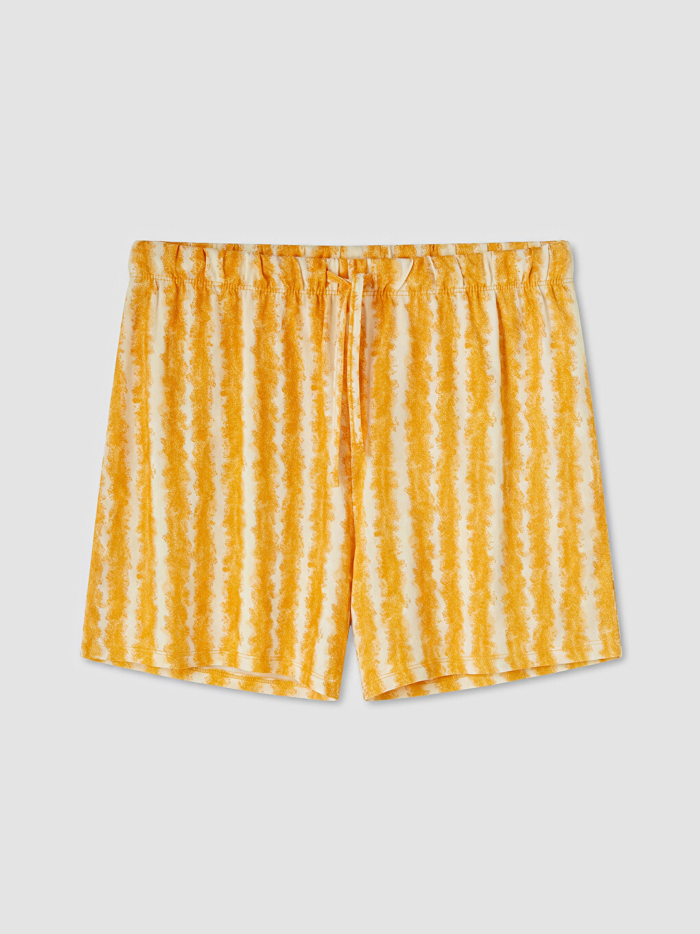 Sarı Çizgili Kadın Şort Pijama Altı