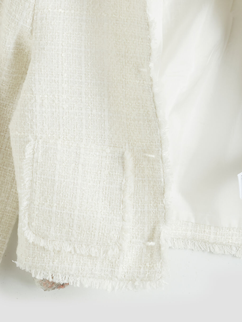 Ekru Bisiklet Yaka Kadın Tüvit Ceket-2