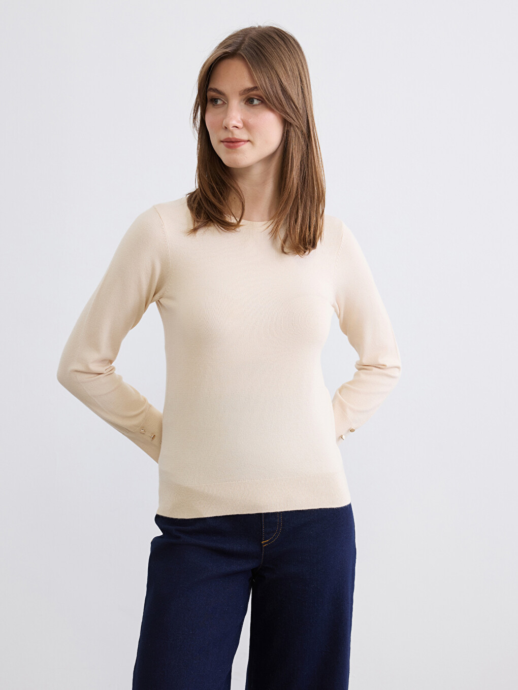 Crew Neck Women's Knitwear Sweater