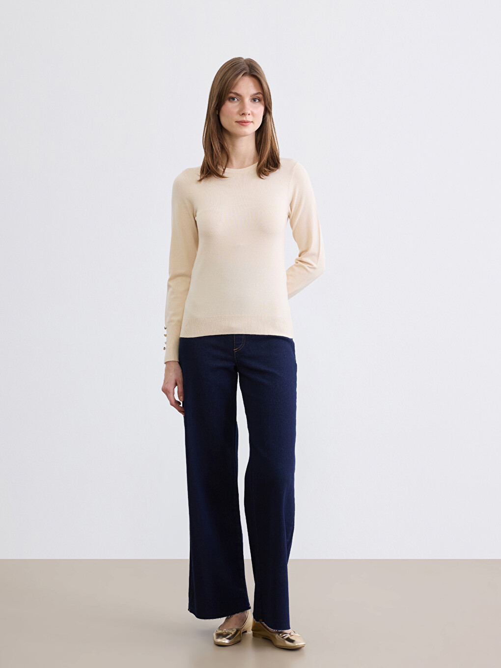 Crew Neck Women's Knitwear Sweater-1