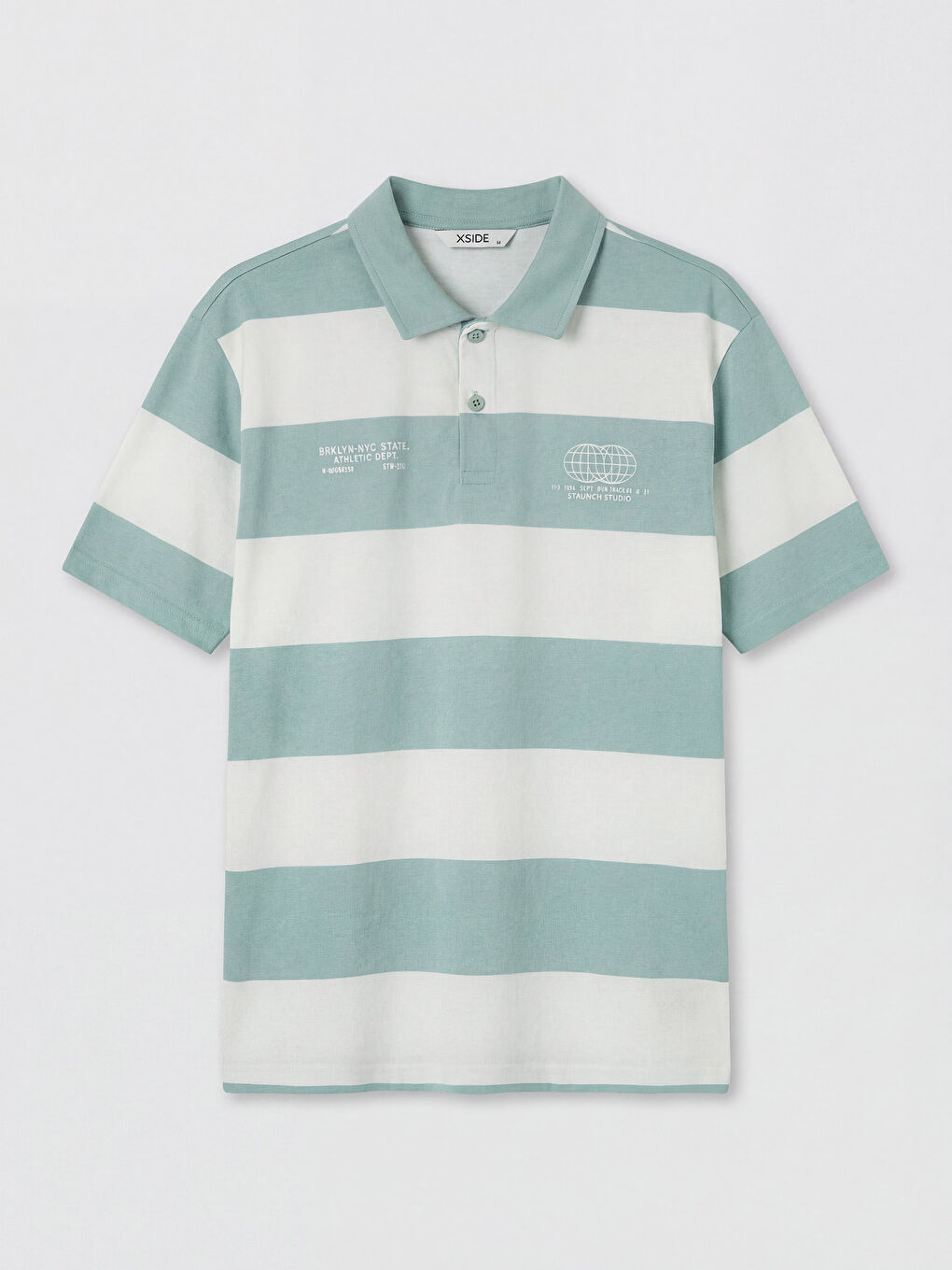 Mavi Polo Yaka Çizgili Penye Erkek Tişört