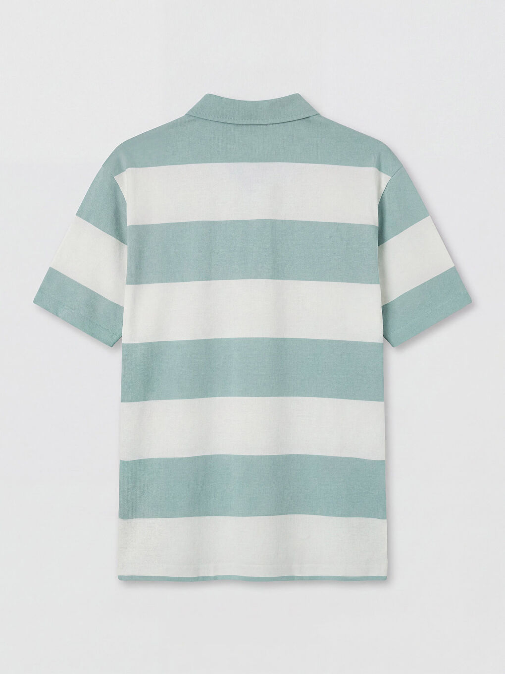 Mavi Polo Yaka Çizgili Penye Erkek Tişört-1