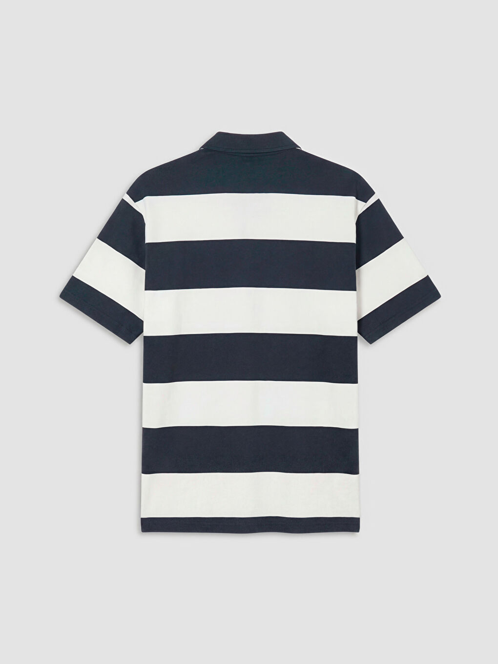 Lacivert Polo Yaka Çizgili Penye Erkek Tişört-1