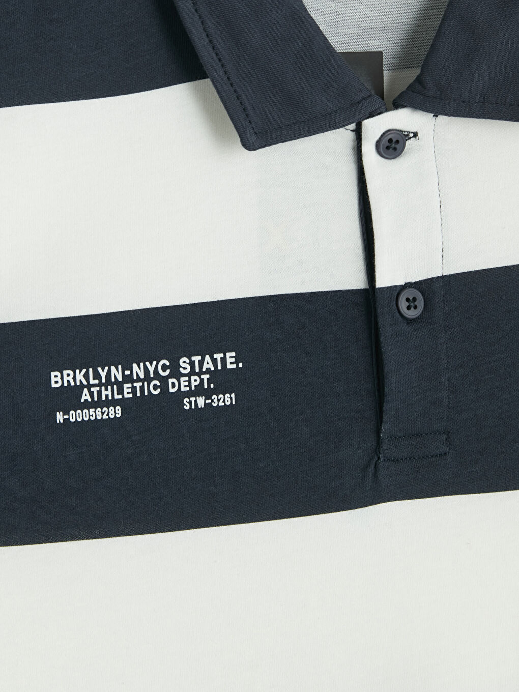 Lacivert Polo Yaka Çizgili Penye Erkek Tişört-3