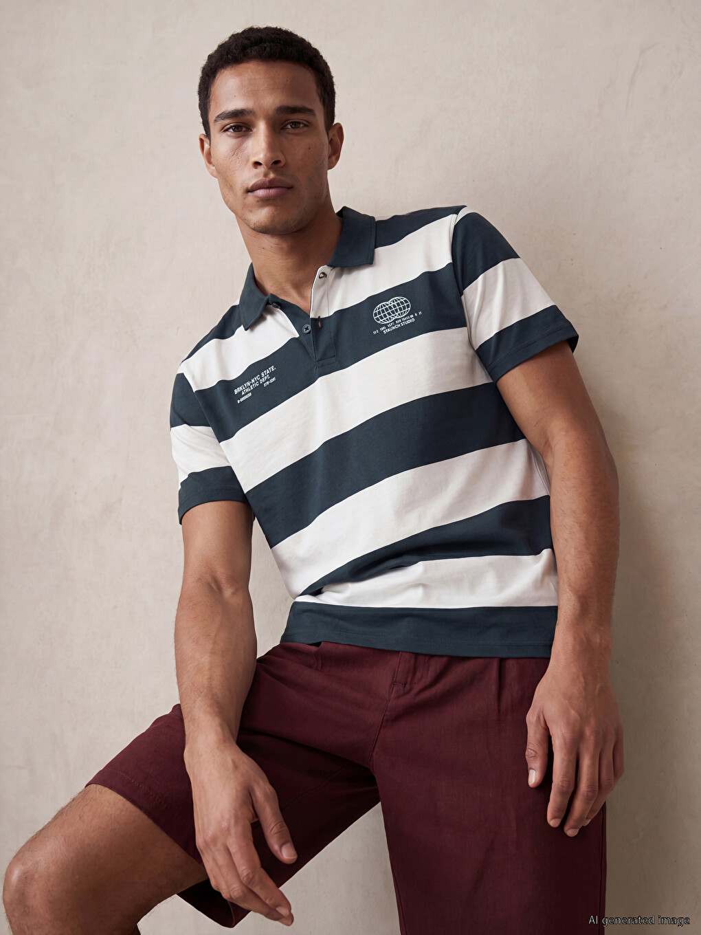 Polo Collar Striped Jersey Men's T-shirt
