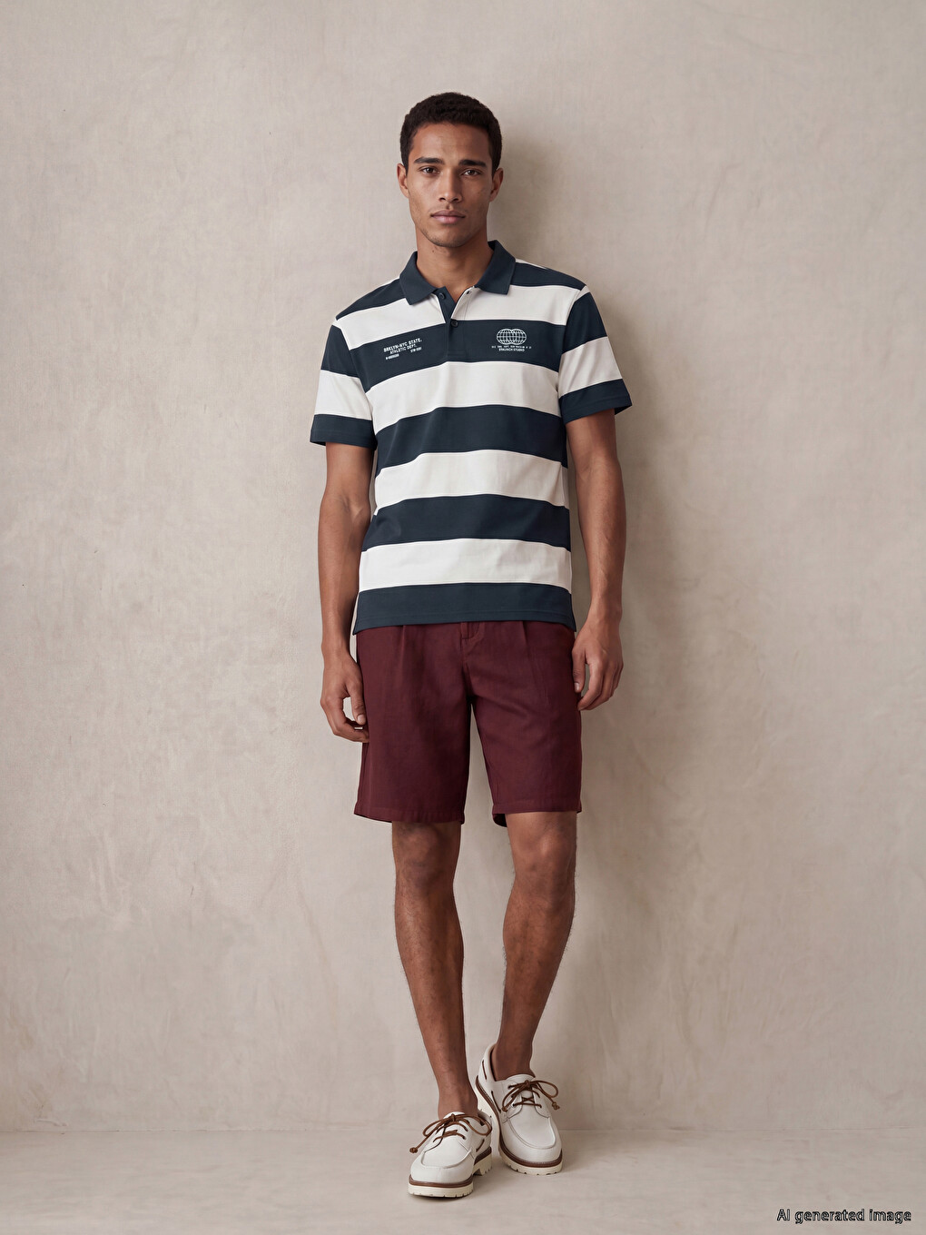 Polo Collar Striped Jersey Men's T-shirt-1