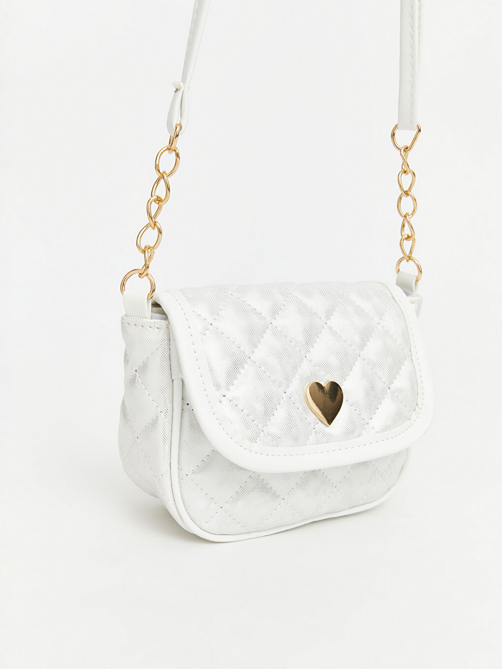 Beyaz Deri Görünümlü Kız Çocuk Omuz Çantası-1