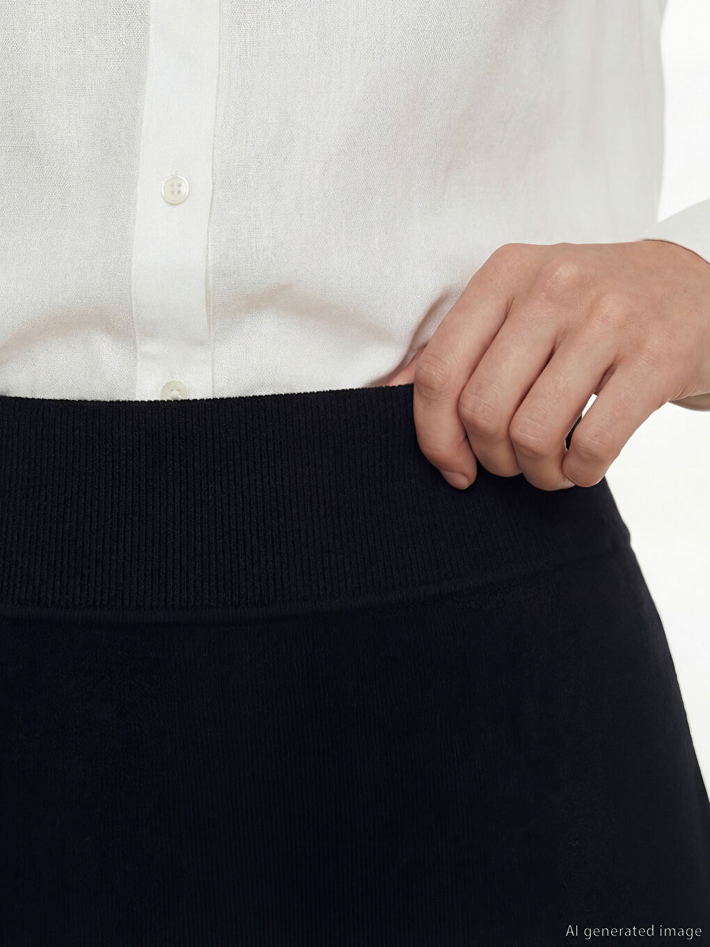 Siyah Beli Lastikli Kloş Etek-2