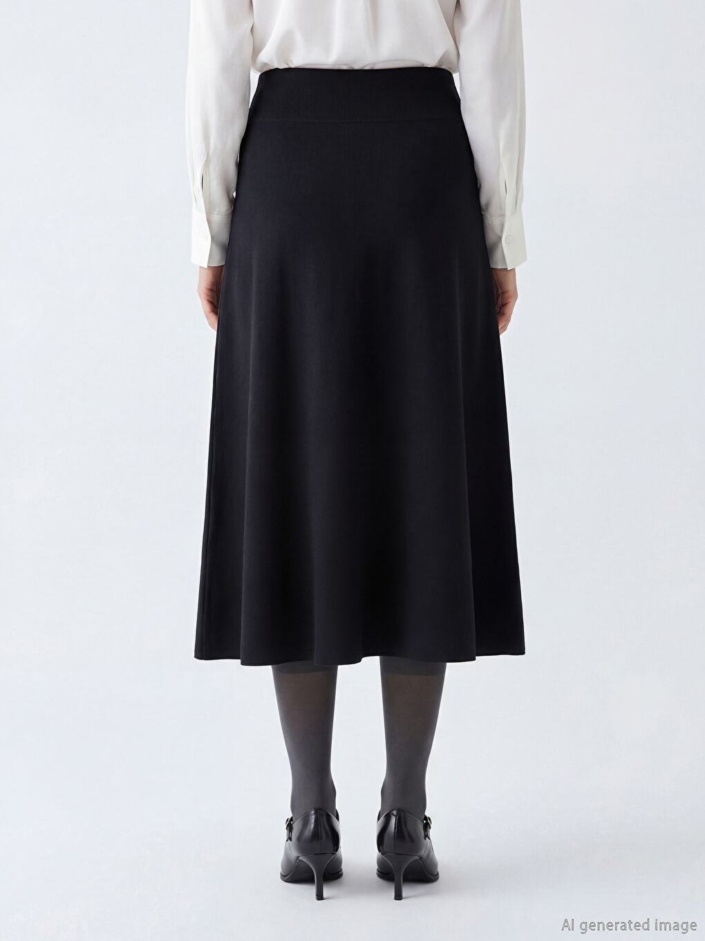 Siyah Beli Lastikli Kloş Etek-3