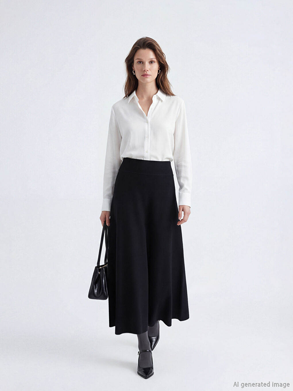 Siyah Beli Lastikli Kloş Etek