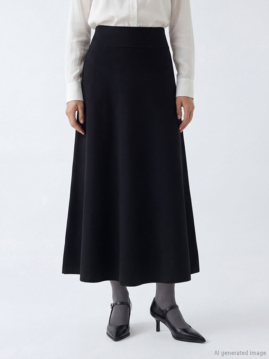 Siyah Beli Lastikli Kloş Etek-1