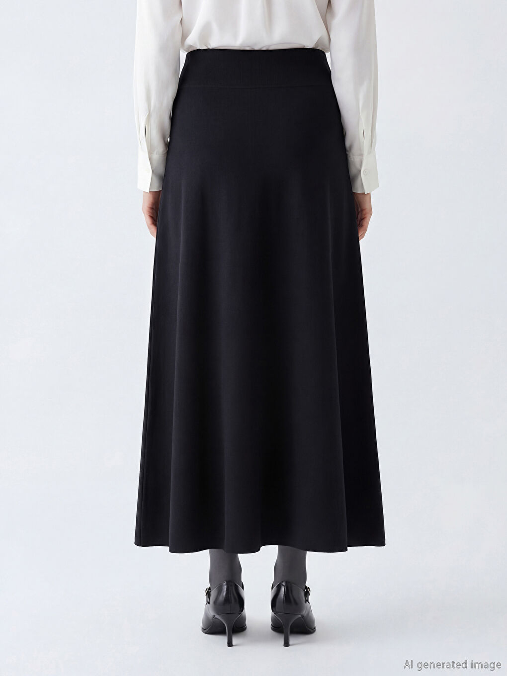 Siyah Beli Lastikli Kloş Etek-3